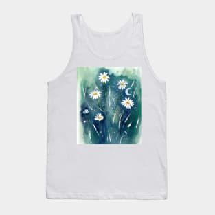 Daisies at Night Watercolor Art Tank Top